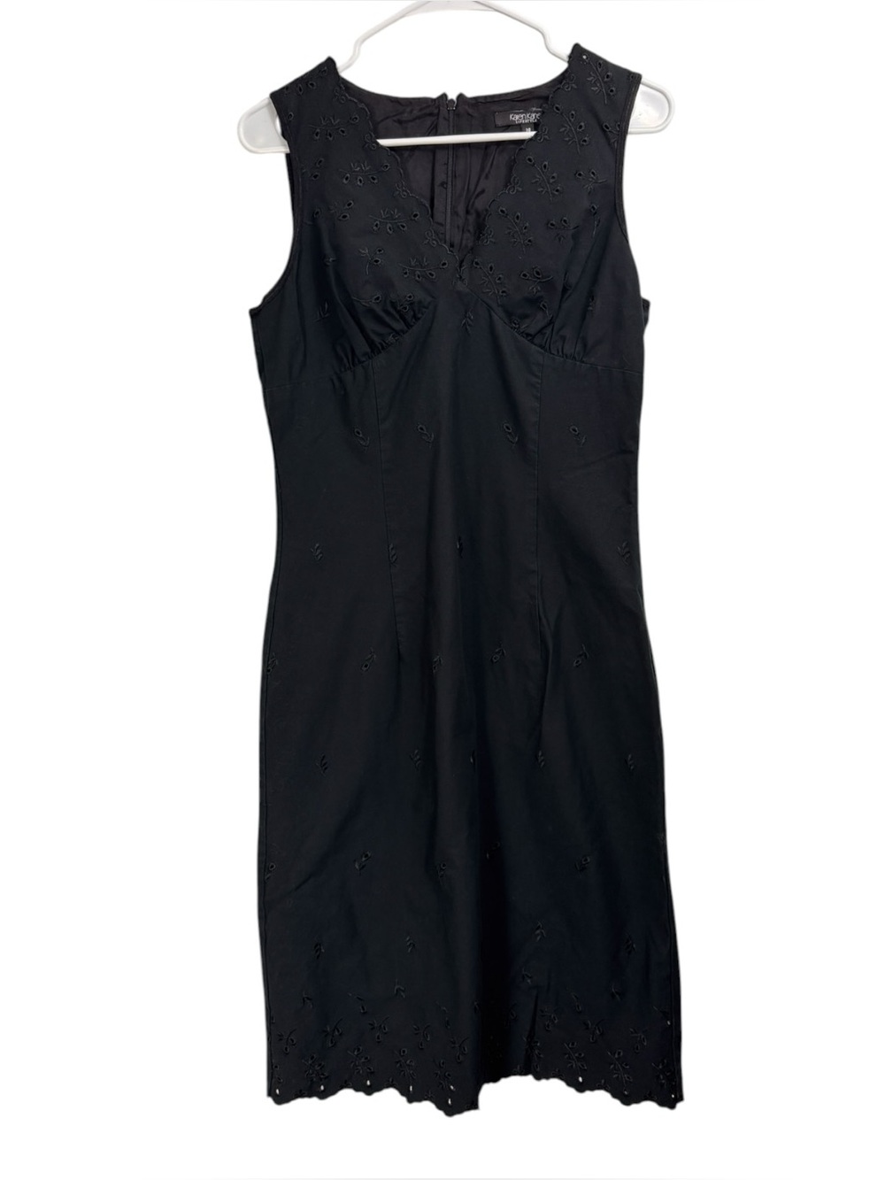 Karen Kane Size 10 Black Embroidered Eyelet Dress Boho Dark Cottagecore Romantic